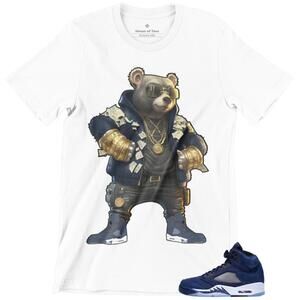 Mens T Shirt To Match Jordan 5 Midnight Navy Graphic Urban Streetwear Tee